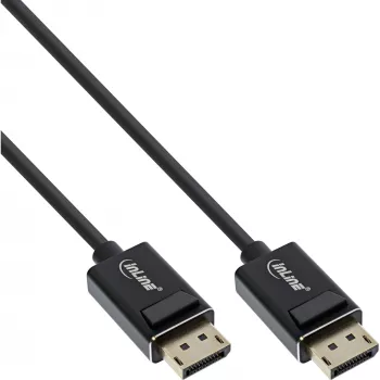 InLine DisplayPort 2.0 kabelis, 8K4K UHBR, melns, apzeltīti kontakti, 3 m