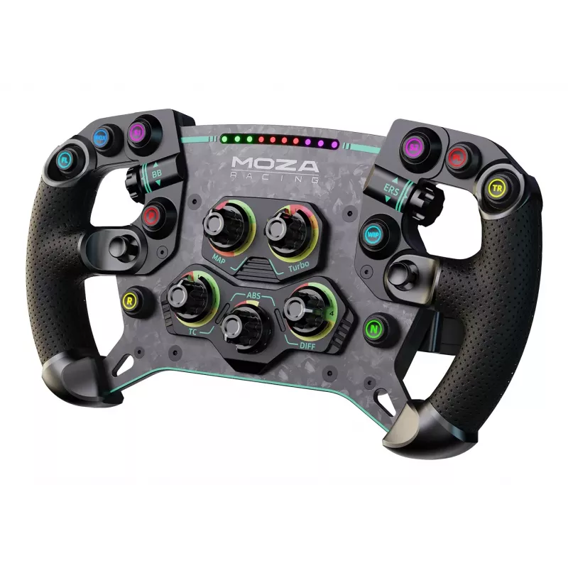Moza Racing GS V2P stūre — GT stila simkursors, 300 mm, ar oglekļa šķiedru un ādu