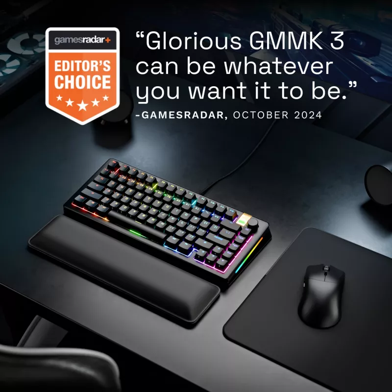 Mehāniskā spēļu tastatūra GLORIOUS GMMK 3 PRO HE 75% vadu USB, QWERTY, RGB, melna
