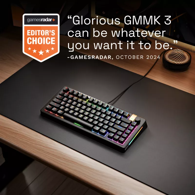 Mehāniskā spēļu tastatūra GLORIOUS GMMK 3 PRO HE 75% vadu USB, QWERTY, RGB, melna