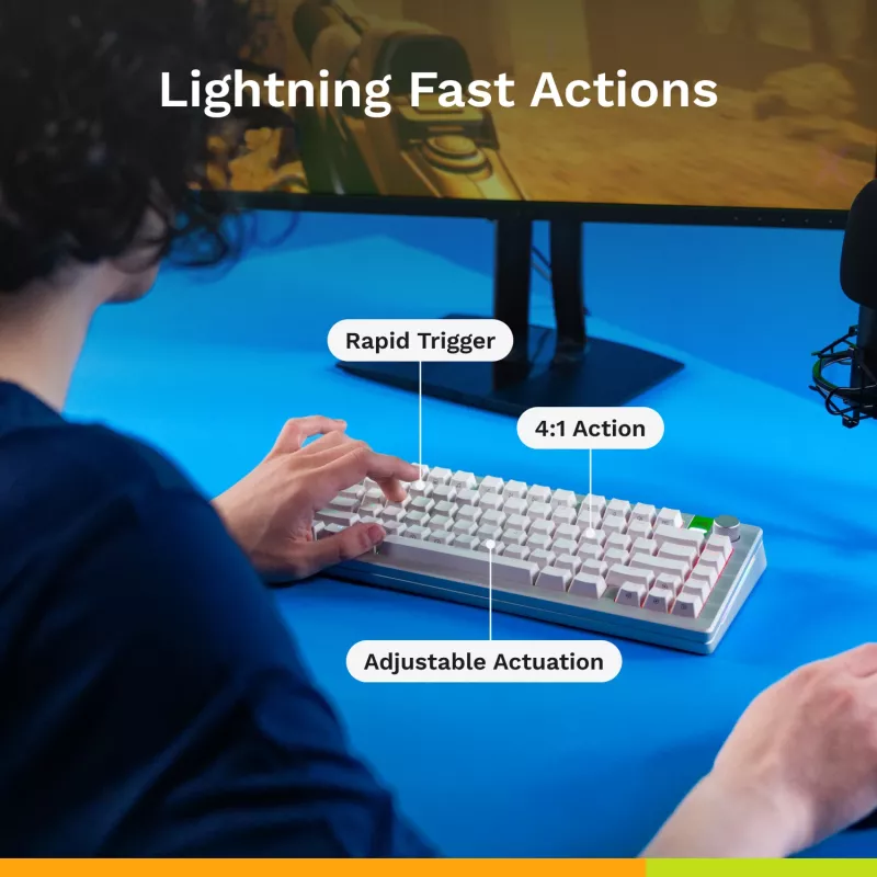 Mehāniskā spēļu tastatūra GLORIOUS GMMK 3 PRO HE 75% vadu USB, QWERTY, RGB, melna
