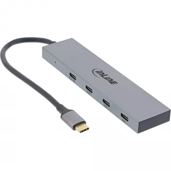 InLine USB 3.2 Gen.2 Hubs (10Gb/s), 4 porti USB-C, OTG, alumīnija korpuss