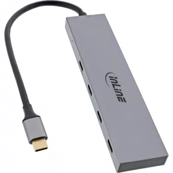 InLine USB 3.2 Gen.2 Hubs (10Gb/s), 4 porti USB-C, OTG, alumīnija korpuss