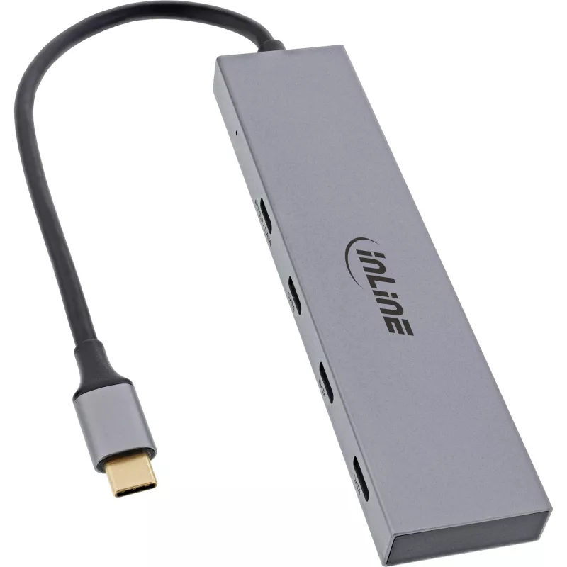 InLine USB 3.2 Gen.2 Hubs (10Gb/s), 4 porti USB-C, OTG, alumīnija korpuss
