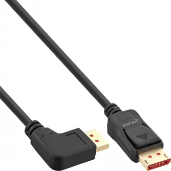InLine DisplayPort 1.4 kabelis, 8K4K, kreisais leņķis, melns/zelta, 2m