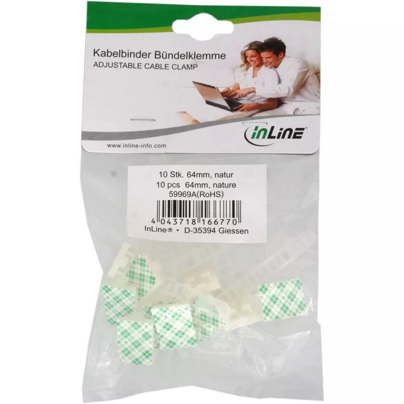 Pielāgojams kabeļu skava InLine 64mm dabīgs 10gab