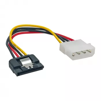 InLine SATA barošanas adaptera kabelis 4pin Molex / 15pin SATA ar fiksatoru 0.15m