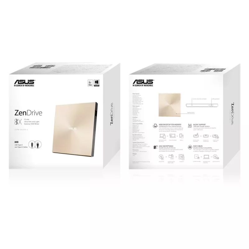 Ārējais DVD rakstītājs ASUS ZenDrive U9M DVD±RW Zelts