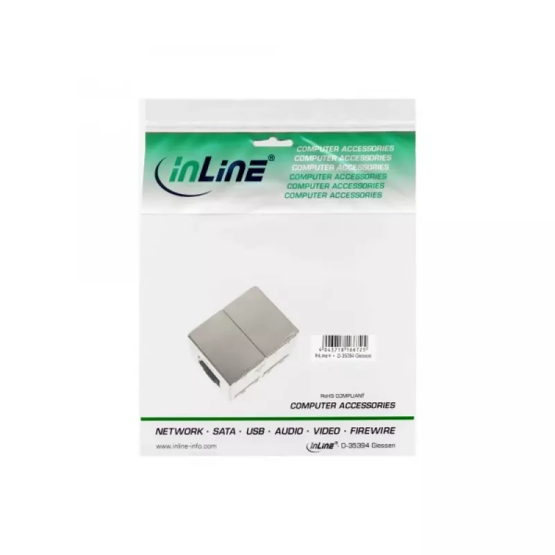 InLine Cat.6 Adapter pilnībā ekranēts metāla 2x RJ45 sievišķais-sievišķais caurspraudnis