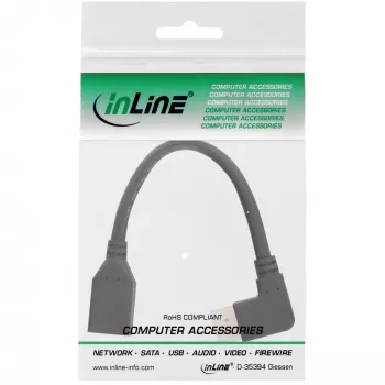 InLine DisplayPort 1.4 adaptera kabelis M/F, 8K4K, leņķveida pa labi, melns/zelta