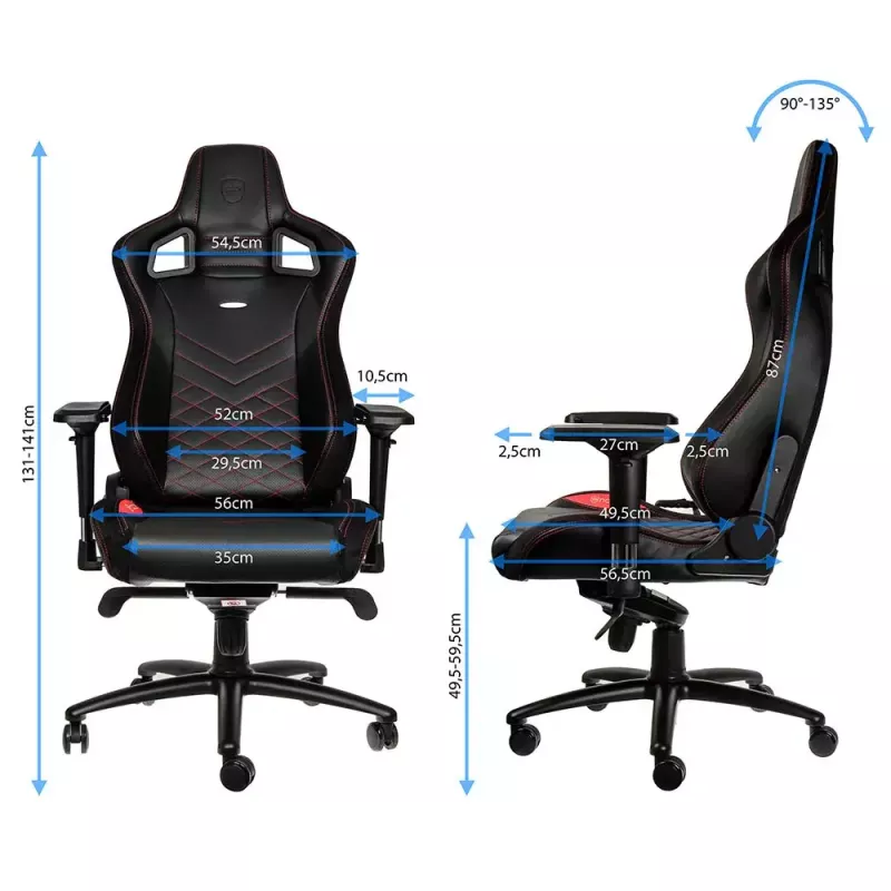 Spēļu krēsls noblechairs EPIC Padded seat Black Red 120 kg