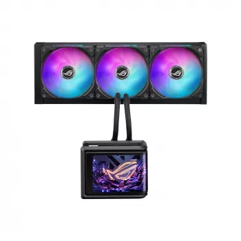 Šķidruma dzesēšanas sistēma ASUS ROG Ryuo IV SLC 360 ARGB — 120 mm ventilatori, 360 mm radiators, melna