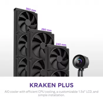 Šķidruma dzesēšanas sistēma NZXT Kraken Plus 360 12 cm Melns