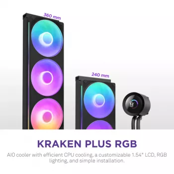 NZXT CPU Dzesētājs Kraken Plus 240 RGB Melns