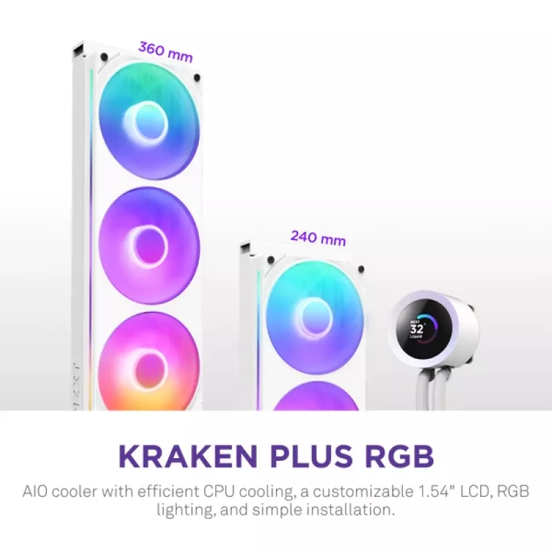 Šķidruma dzesēšanas sistēma NZXT Kraken Plus 360 RGB White 500-2400 RPM