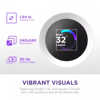 Šķidruma dzesēšanas sistēma NZXT Kraken Plus RGB 240 — 120 mm ventilatori, FDB gultnis, balts
