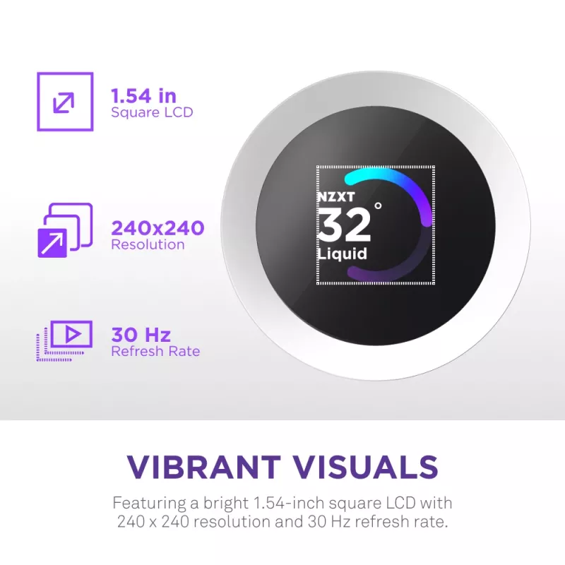 Šķidruma dzesēšanas sistēma NZXT Kraken Plus RGB 240 — 120 mm ventilatori, FDB gultnis, balts
