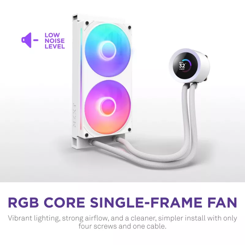 Šķidruma dzesēšanas sistēma NZXT Kraken Plus RGB 240 — 120 mm ventilatori, FDB gultnis, balts