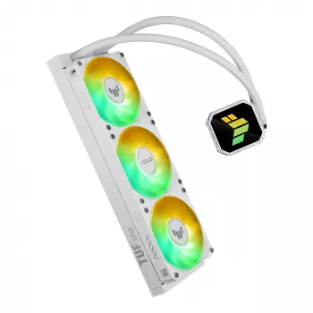 Šķidruma dzesēšanas sistēma ASUS TUF Gaming LC III 360 ARGB White Edition — 360 mm radiators, 120 mm ventilatori, LGA1700/1200, AM4/AM5