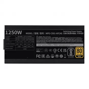COOLER MASTER Barošanas bloks MWE 1250 V2 Gold Pilnībā modulārs 1250W ATX Melns