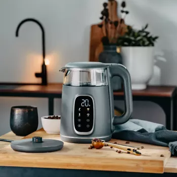 Elektriskā tējkanna Adler AD 1305 G — 1.7 L, 2200 W, regulējams termostats, LED displejs, pelēka