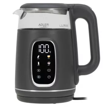 Elektriskā tējkanna Adler AD 1305 G — 1.7 L, 2200 W, regulējams termostats, LED displejs, pelēka