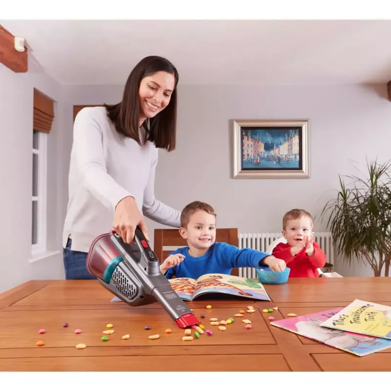 Black & Decker BHHV315J-QW bezvadu rokas putekļsūcējs bez maisiņa, melns/sarkans