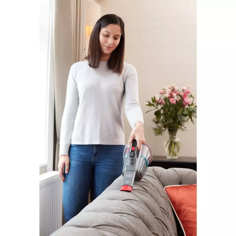 Black & Decker BHHV315J-QW bezvadu rokas putekļsūcējs bez maisiņa, melns/sarkans