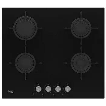 Beko HILG 64220 S iebūvējamā gāzes plīts virsma, melns stikls, 4 degļi