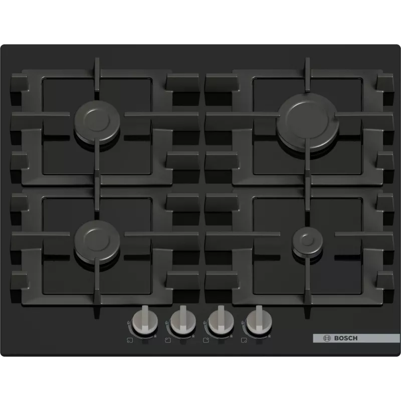 Bosch Serie 4 PNP6B6K40 gāzes plīts virsma, melna, 60 cm, 4 degļi