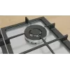Iebūvējamā gāzes plīts virsma Bosch PCH6A5I90 — 60 cm, nerūsējošais tērauds, 4 gāzes zonas + 1 wok, Flame Select, čuguna katlu balsti
