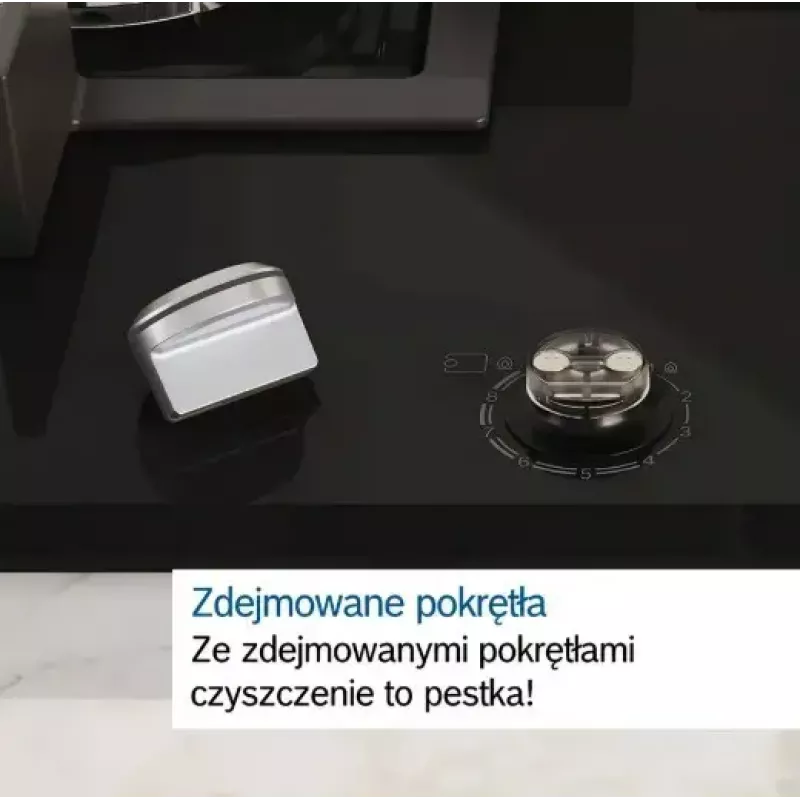 Iebūvējamā gāzes plīts virsma Bosch PCH6A5I90 — 60 cm, nerūsējošais tērauds, 4 gāzes zonas + 1 wok, Flame Select, čuguna katlu balsti