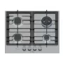 Iebūvējamā gāzes plīts virsma Bosch PCH6A5I90 — 60 cm, nerūsējošais tērauds, 4 gāzes zonas + 1 wok, Flame Select, čuguna katlu balsti