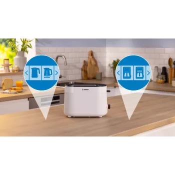 Bosch TAT2M121 tosteris, 2 šķēles, 950 W, balts
