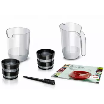 Lēnais sulu spiede Bosch MESM500W — 150 W, 1 L, balts/melns