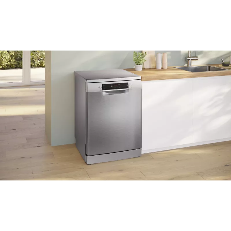 Trauku mazgājamā mašīna Bosch Serie 2 SMS25GI09F — brīvstāvoša, 12 komplekti, 60 cm, 46 dB, siltummaiņa žāvēšana