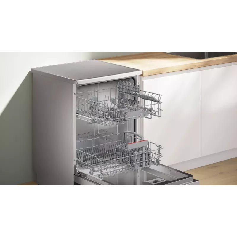Trauku mazgājamā mašīna Bosch Serie 2 SMS25GI09F — brīvstāvoša, 12 komplekti, 60 cm, 46 dB, siltummaiņa žāvēšana