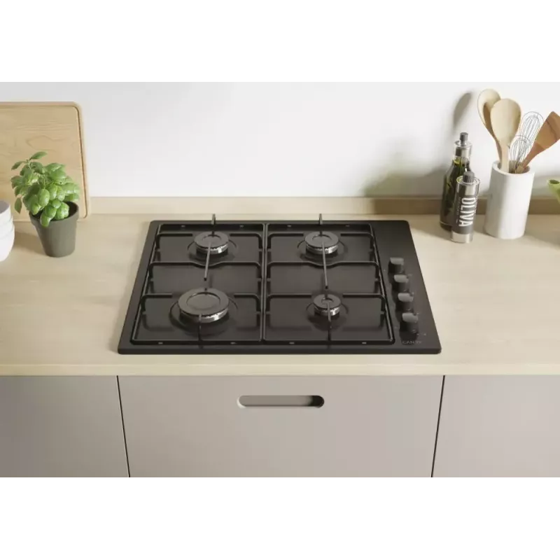 Candy Idea CHW6LBB Iebūvējamā gāzes plīts virsma, melna, 60 cm, 4 degļi