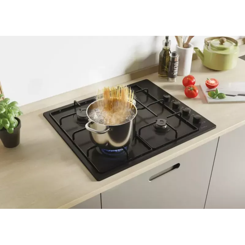 Candy Idea CHW6LBB Iebūvējamā gāzes plīts virsma, melna, 60 cm, 4 degļi
