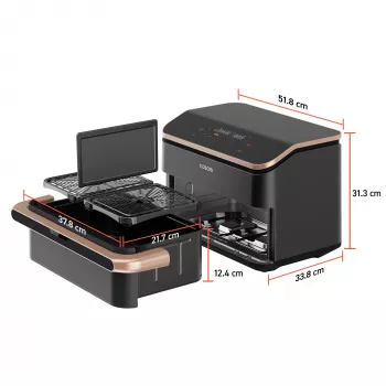 Cosori Dual Blaze Twinfry Chef Edition Dubultā 10 L 2800 W Karstā gaisa fritieris Tumši Pelēks, Rozā Zelts