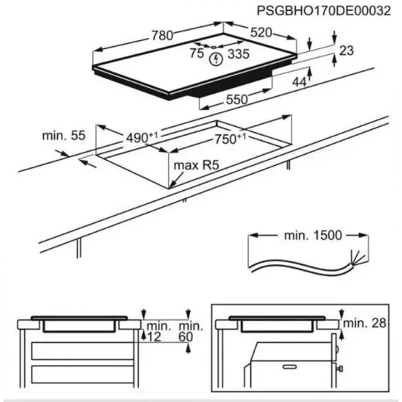 Electrolux EIV83443BW balta iebūvējamā indukcijas plīts 4 zonām