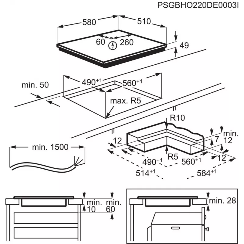 Electrolux Serie 700 EIS62453IZ melna iebūvējamā 60 cm zonas indukcijas plīts 4 zonas