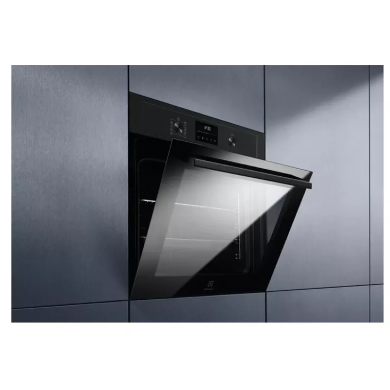 Iebūvējamā elektriskā cepeškrāsns Electrolux EOD4P57H — 72 L, pirolītiskā pašattīrīšanās, tvaiks un konvekcija, grils 2300 W, melna