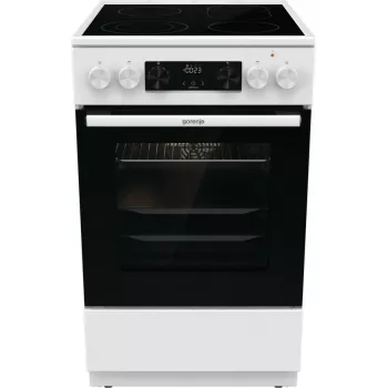 Brīvi stāvoša plīts Gorenje GECS5C70WA Elektriskā spirālplīts, 4 zonas, balta, cepeškrāsns 70 L, rotācijas vadība, LED displejs