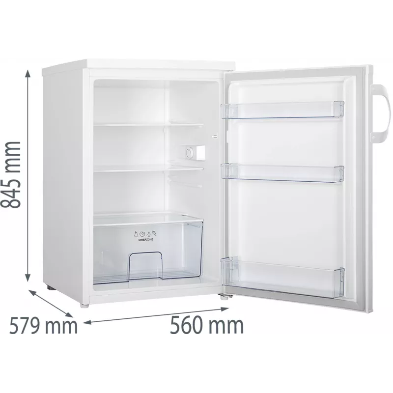 Brīvi stāvošs ledusskapis Gorenje R492PW — 133 L, balts, atveramas durvis, LED apgaismojums, rotācijas regulators