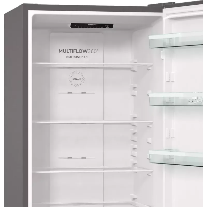 Brīvstāvošs ledusskapis-saldētājs Gorenje NRK6202EXL4, 331 L (Ledusskapis 235 L / Saldētājs 96 L), nerūsējošais tērauds, LED displejs