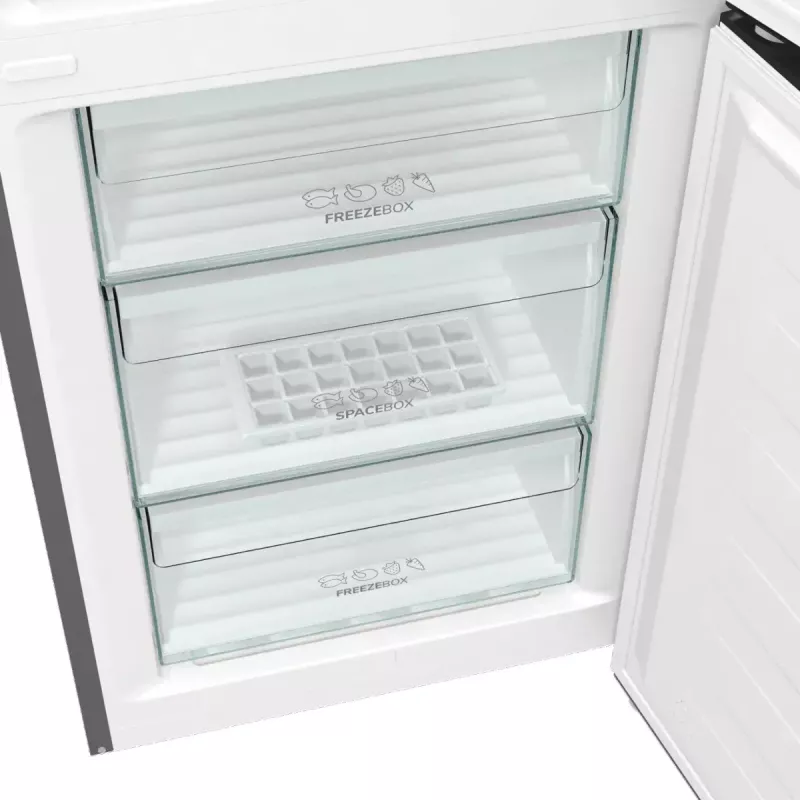 Brīvstāvošs ledusskapis-saldētājs Gorenje NRK6202EXL4, 331 L (Ledusskapis 235 L / Saldētājs 96 L), nerūsējošais tērauds, LED displejs