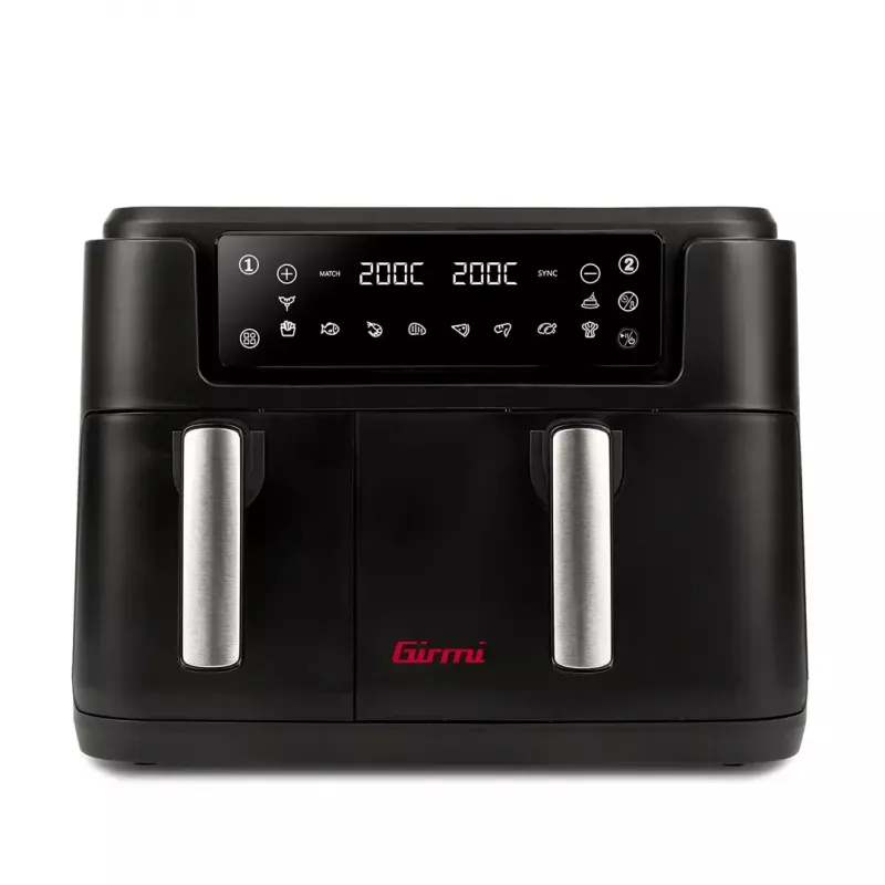 Gaisa fritieris Girmi FG26, dubultgrozu galda fritieris, 9 L kopā (5,5 L + 3,5 L), 2400 W, 10 programmas, līdz 200 °C