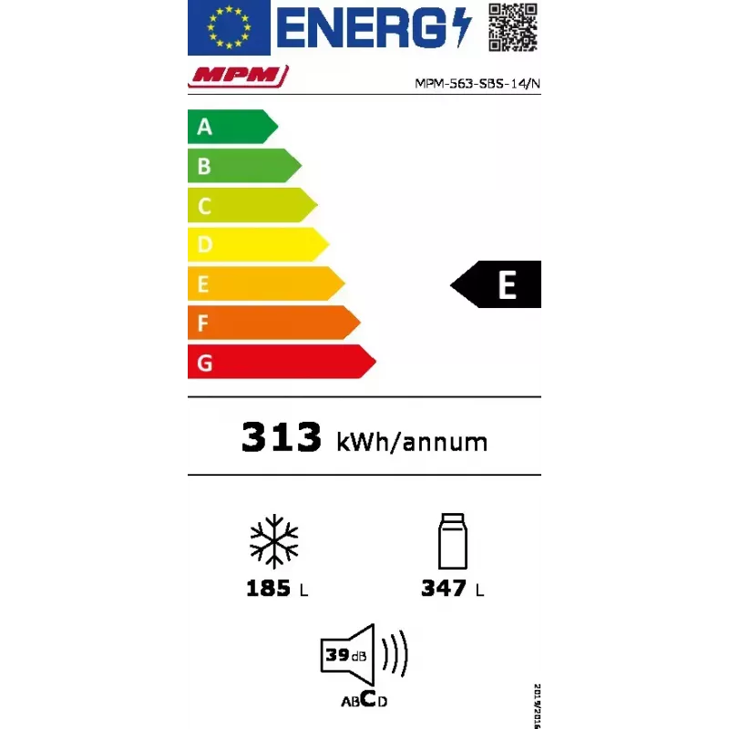 Ledusskapis ar saldētavu MPM MPM-563-SBS-14/N — 532 L, nerūsējošais tērauds