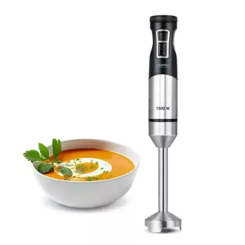 Rokas blenderis MPM MBL-33M, 1500 W, 9 ātrumi, turbo, nerūsējošā tērauda asmeņi, piekares kronšteins, 220–240 V